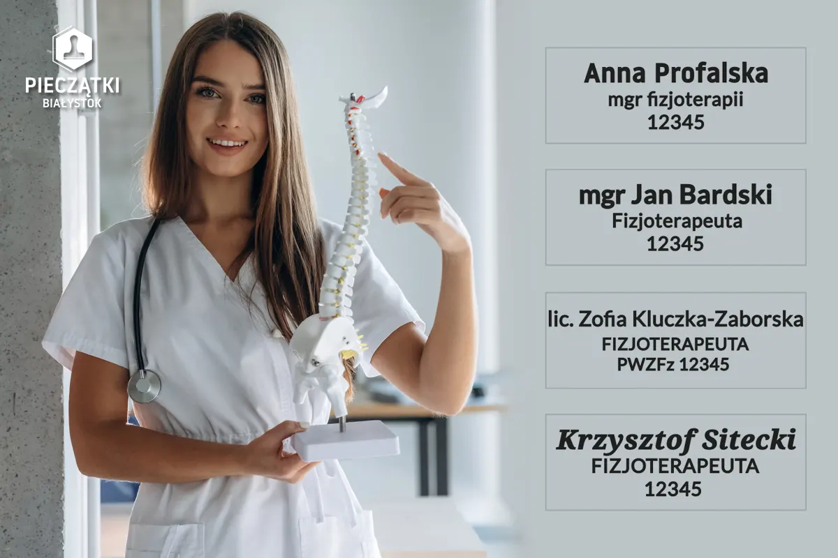 Wzory pieczątki dla fizjoterapeuty
