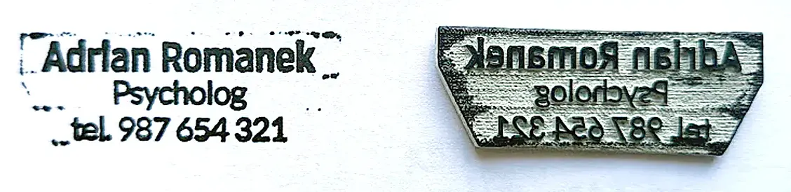 Źle dopasowany i wycięty kontur pieczątki